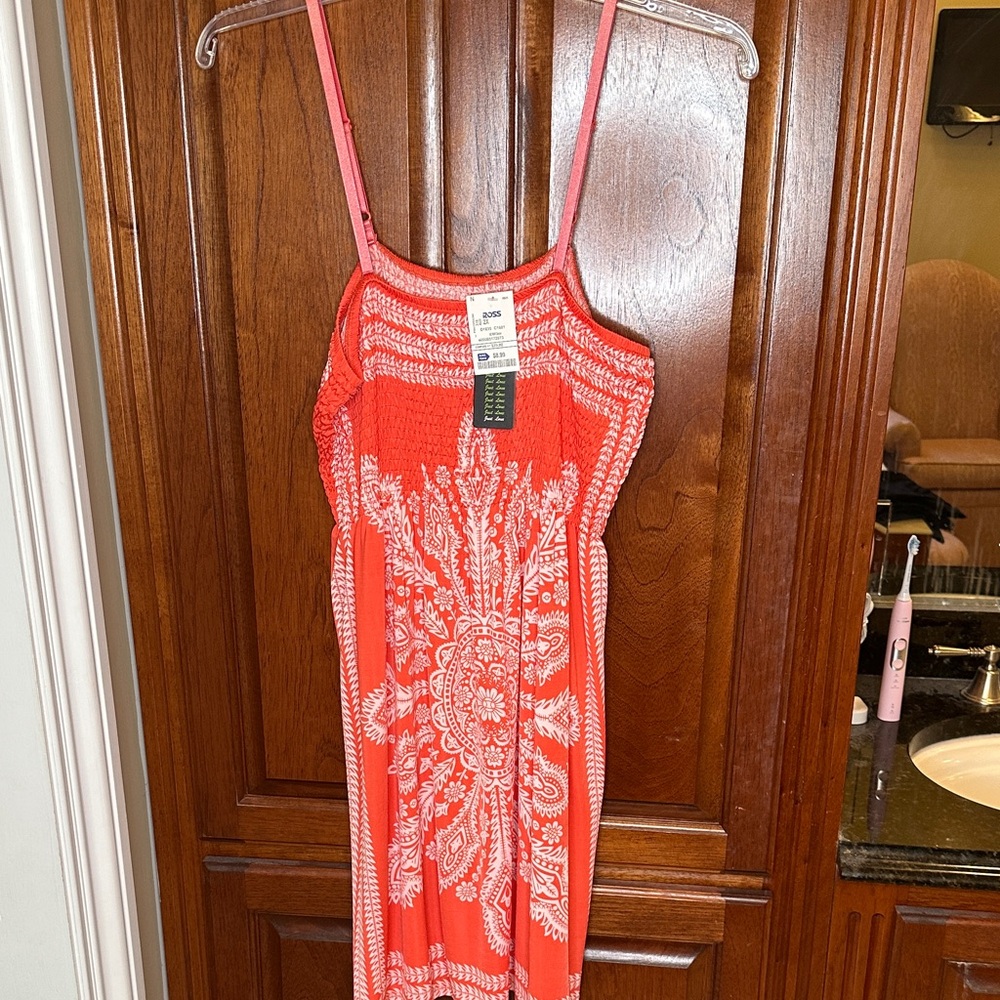 Just Love Coral and White Midi Dress